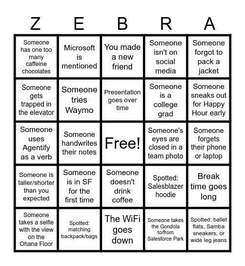 SALES CLOUD ONSITE BINGO Card