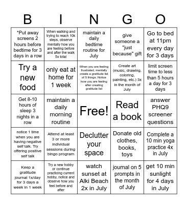 Summer BINGO TN Bingo Card