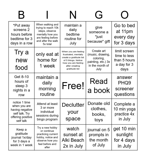 Summer BINGO TN Bingo Card