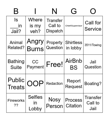 PD Records Bingo Card