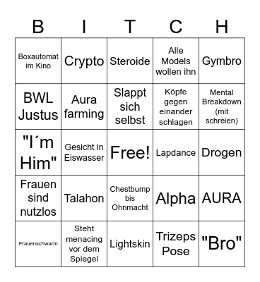 "HIM" Movie Bingo Card