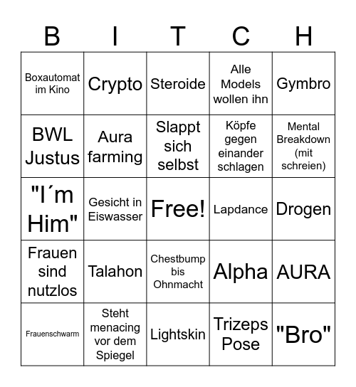 "HIM" Movie Bingo Card