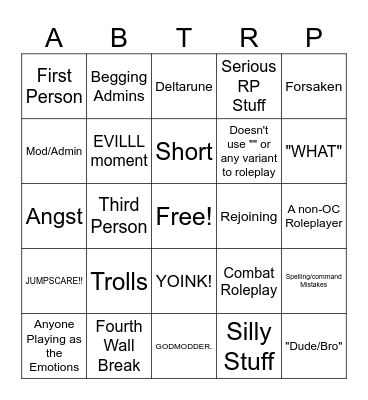 ABTRP Bingo (Non-VC Version) Bingo Card