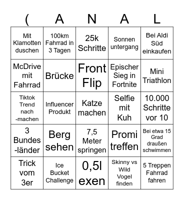 Sommerferien Bingo Card
