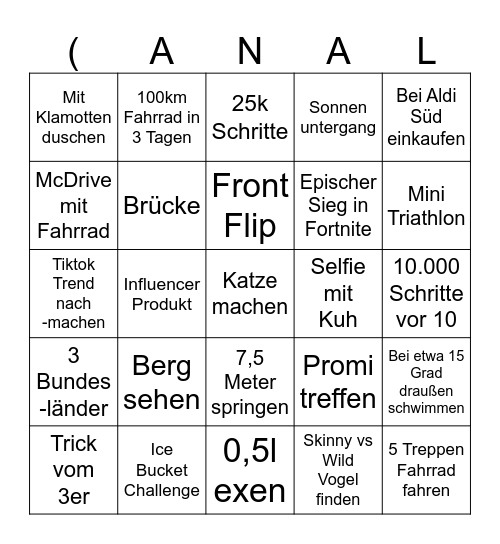Sommerferien Bingo Card