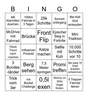 Sommerferien Bingo Card