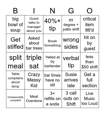 Sumer 2025 Bingo Card