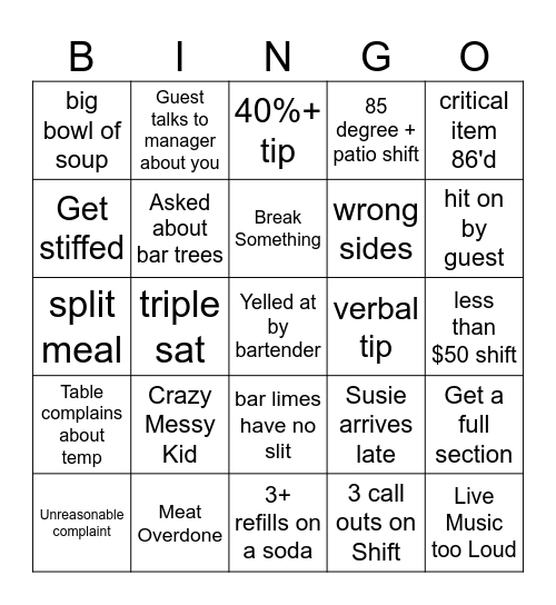 Sumer 2025 Bingo Card