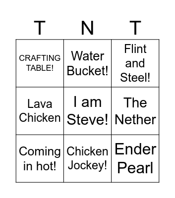 Minecraft Movie Bingo! Bingo Card