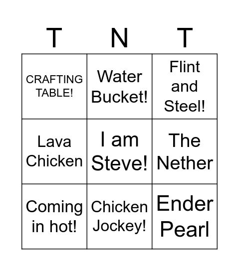 Minecraft Movie Bingo! Bingo Card
