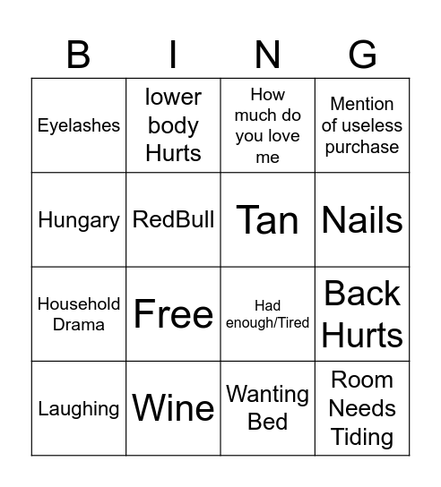 shock Bingo Card