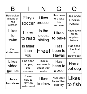 Find Someone Who… Bingo Card