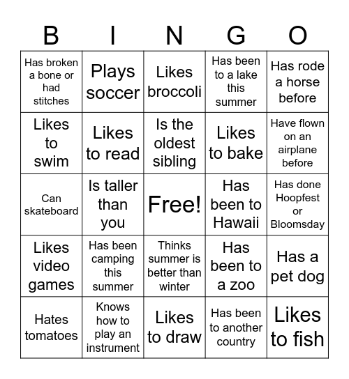 Find Someone Who… Bingo Card