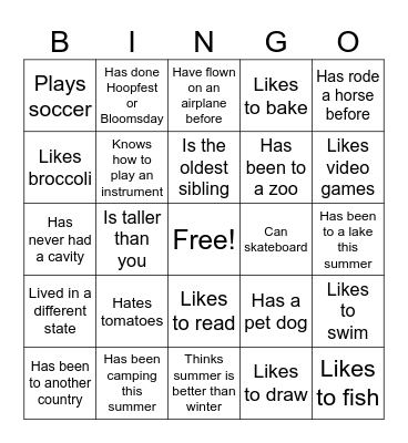 Find Someone Who… Bingo Card