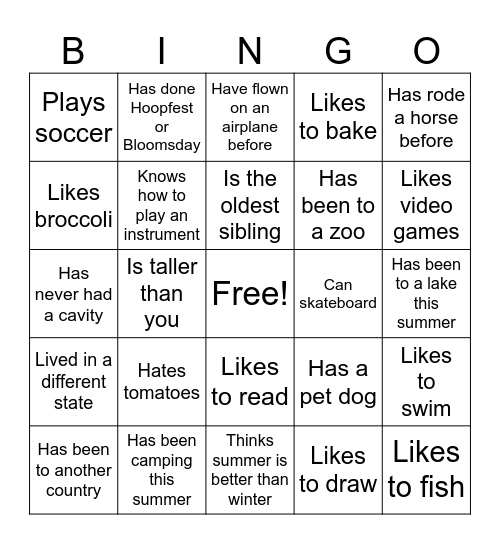 Find Someone Who… Bingo Card