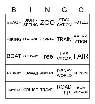 SUMMER VACATION Bingo Card