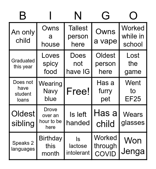 FIND SOMEONE WHO... Bingo Card