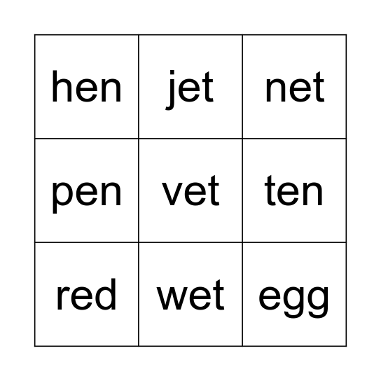Phonics World 2: Unit 3 Bingo Card