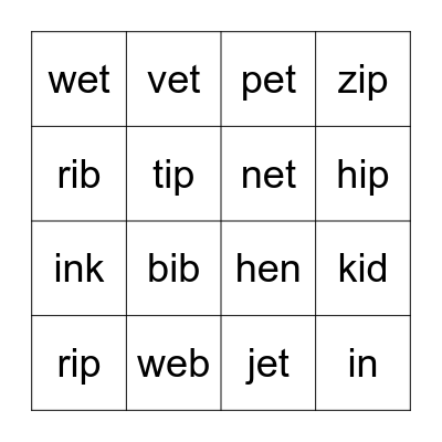 Phonics World 2: Review 1 Bingo Card