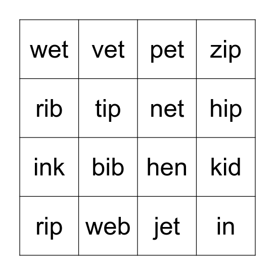 Phonics World 2: Review 1 Bingo Card