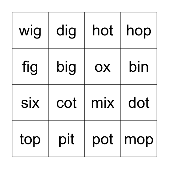 Phonics World 2: Review 3 Bingo Card
