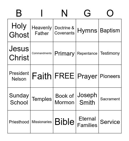 Valiant Activity Girls Bingo Card