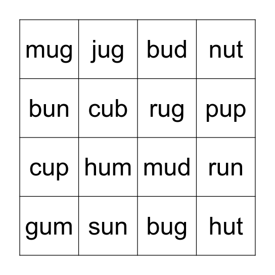 Phonics World 2: Review 4 Bingo Card