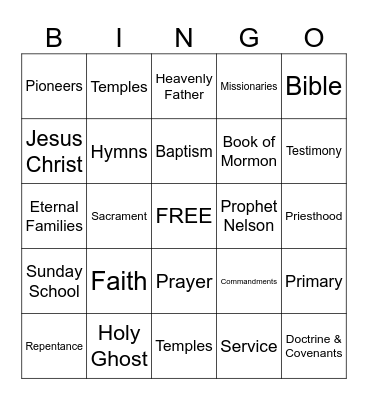 Valiant Activity Girls Bingo Card