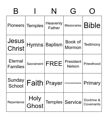 Valiant Activity Girls Bingo Card