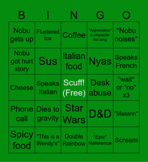 Nobu Bingo! Bingo Card
