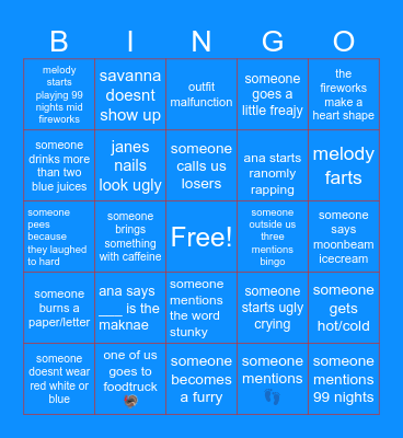 fourth of july Bingo Card