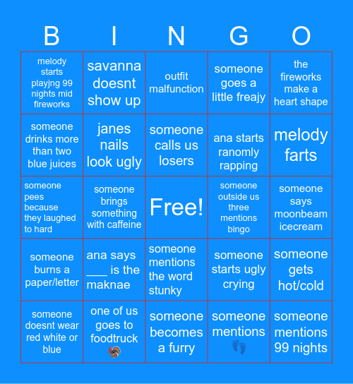 fourth of july Bingo Card