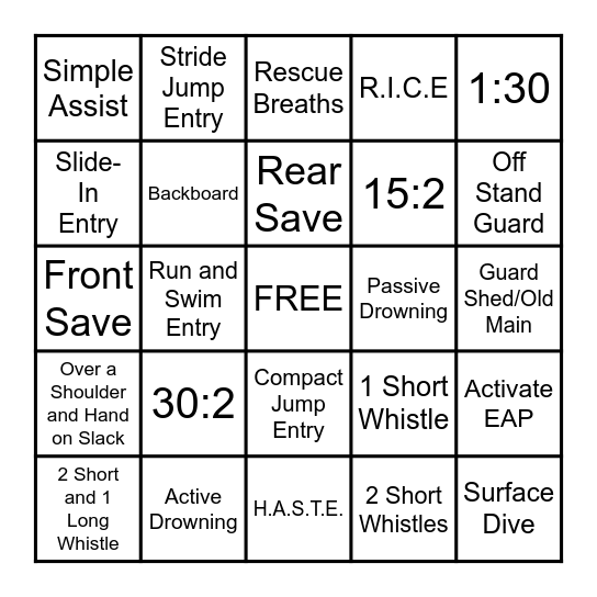 In-Service Bingo Card