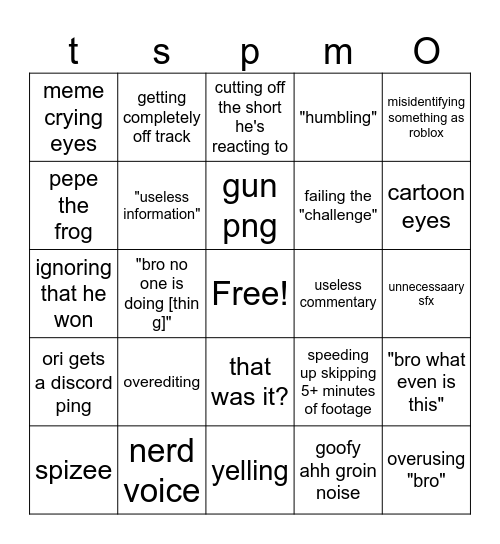 veshremy bingo bingo Card