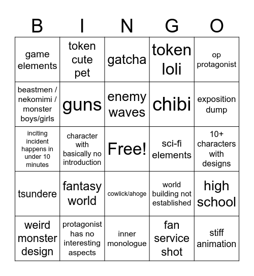 Game Adaptation Bingo Card