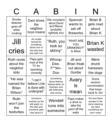 4th of July Weekend Bingo Card