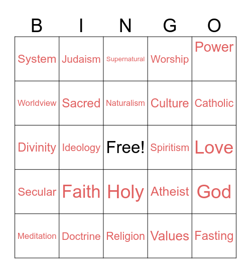 BINGO Card