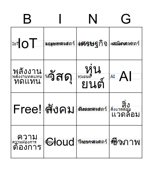 บิงโก เทคโนโลยีกับชีวิต Bingo Card