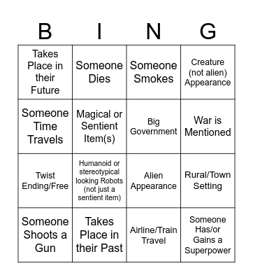 Twilight Zone Bingo Card