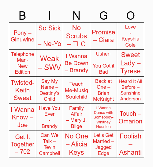 Knosha's 29th BDAY Bash: Wine & R&B Edition Bingo Card
