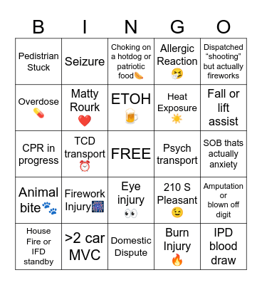 AMR 4th of July Bingo Card