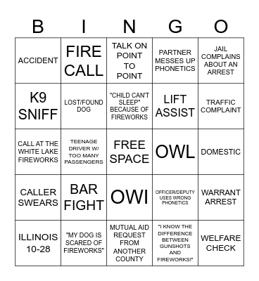 4TH OF JULY BINGO - NIGHT SHIFT Bingo Card