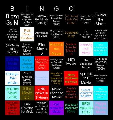 Super Genres Movies Anywhere (1-1000) Super Subscription Bingo Card