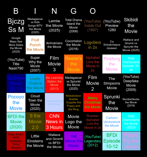 Super Genres Movies Anywhere (1-1000) Super Subscription Bingo Card