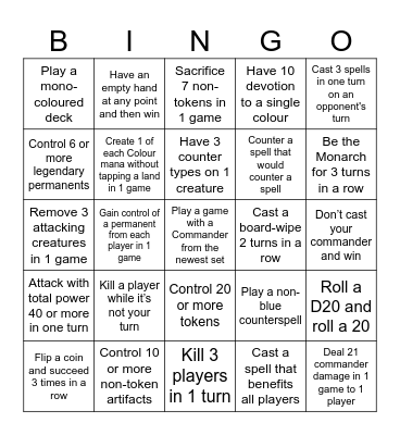 July Bingo Card