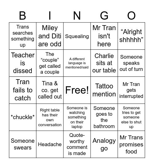 Science Bingo Card