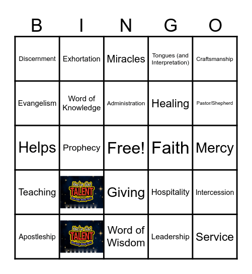 SPIRITUAL GIFTS BINGO Card