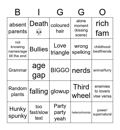 BIGGO Bingo Card