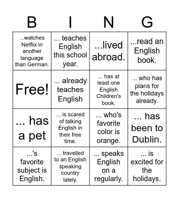 Find someone who Bingo Card