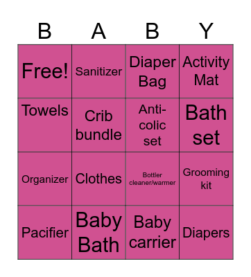 Baby Bingo Card